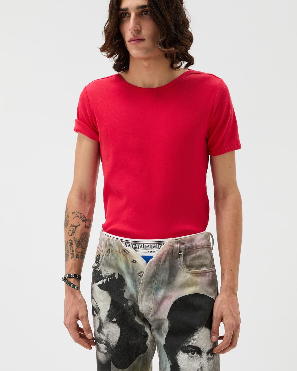 Versace Embroidered Ribbed Cotton-Jersey T-Shirt for men