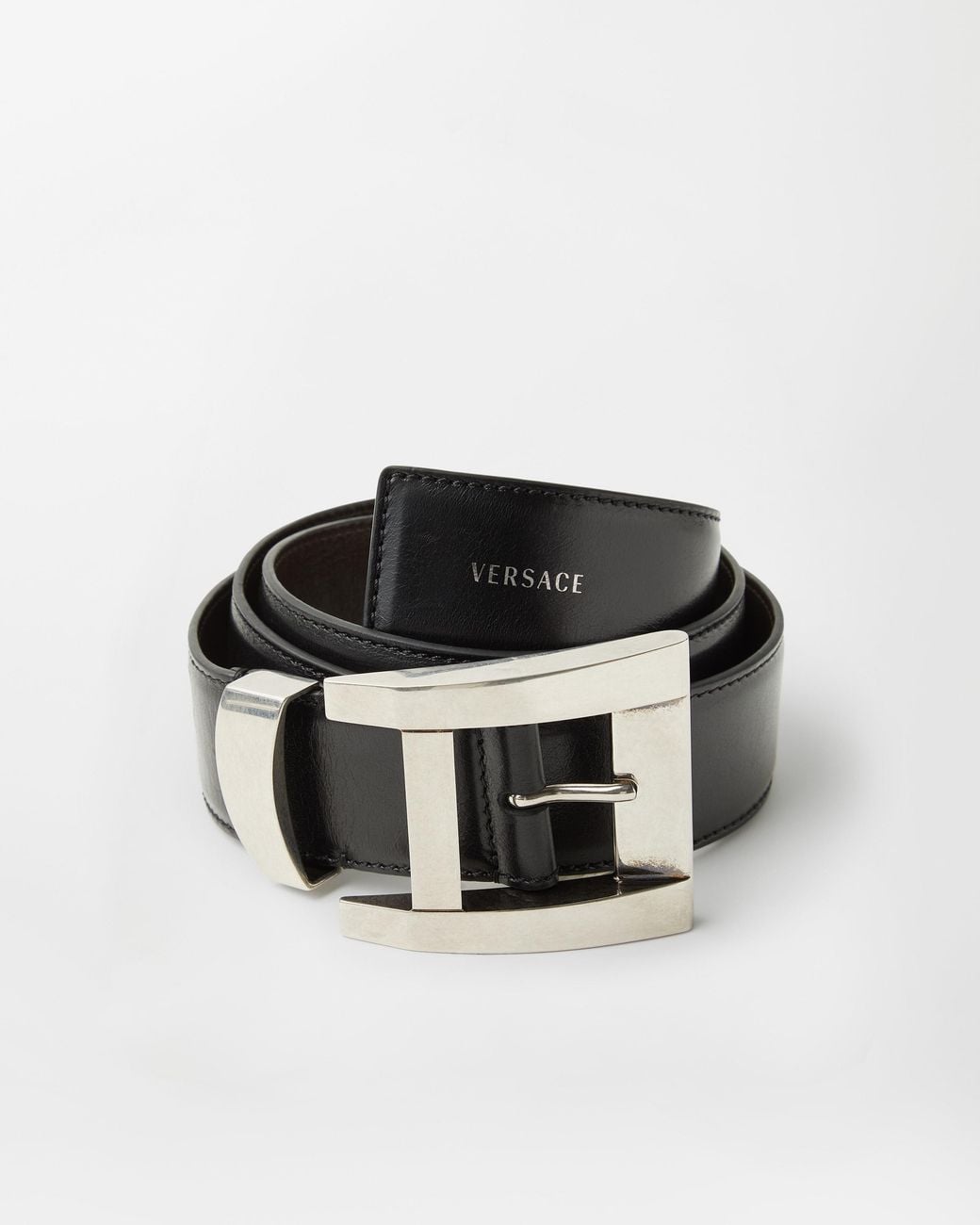 Versace Black Leather Belt 4 Cm for men