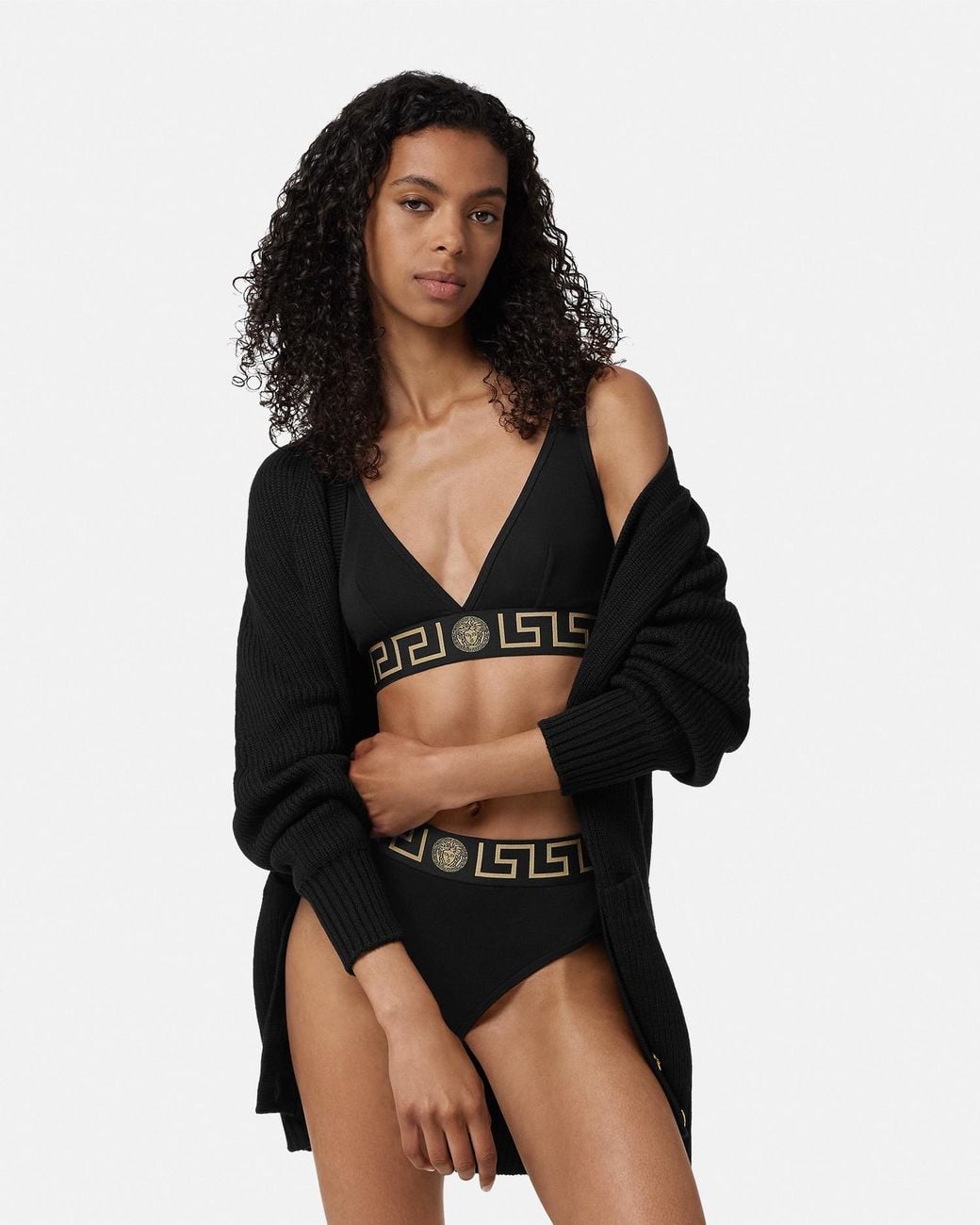 Versace Black Cotton-Jersey Triangle Bralette