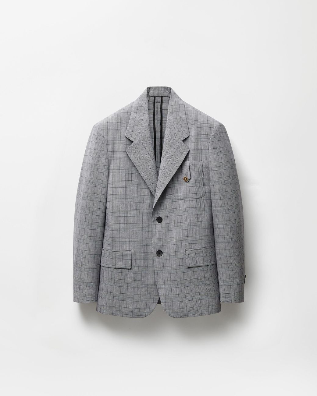 Versace Gray Prince Of Wales Wool Blazer for men