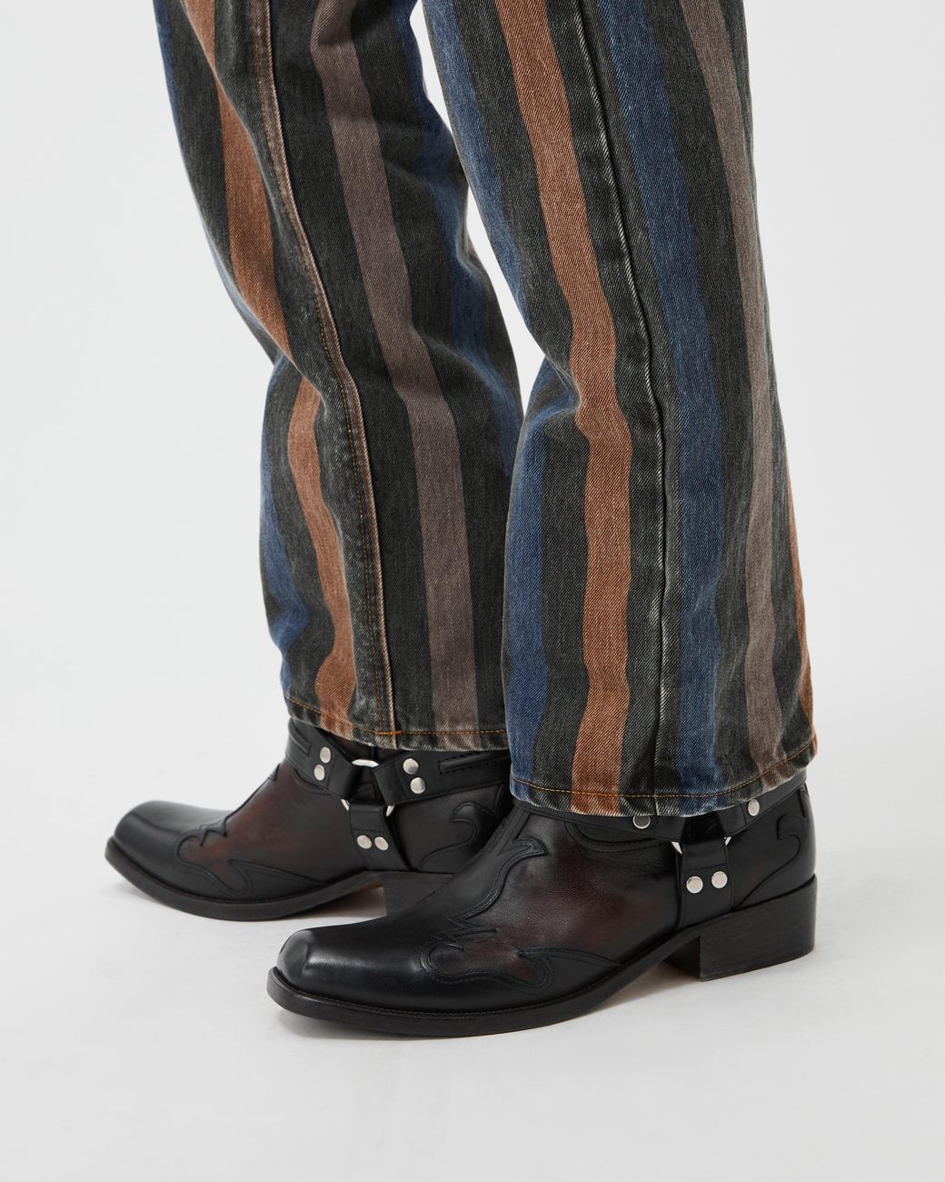 Versace Black Sylvester Leather Western Boots
