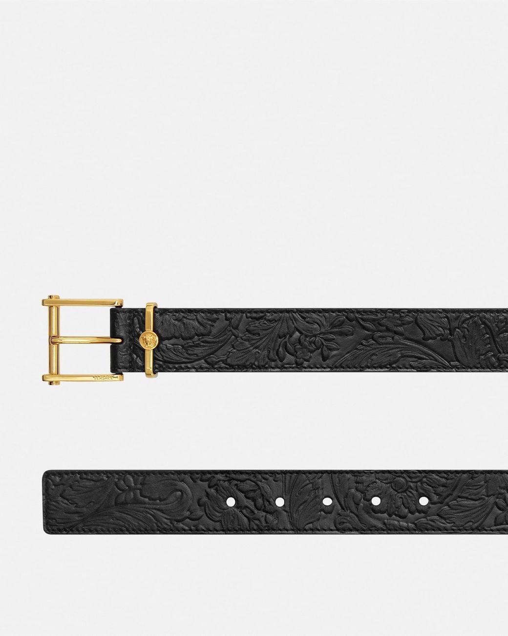 Versace White Barocco Leather Belt 1.2" for men