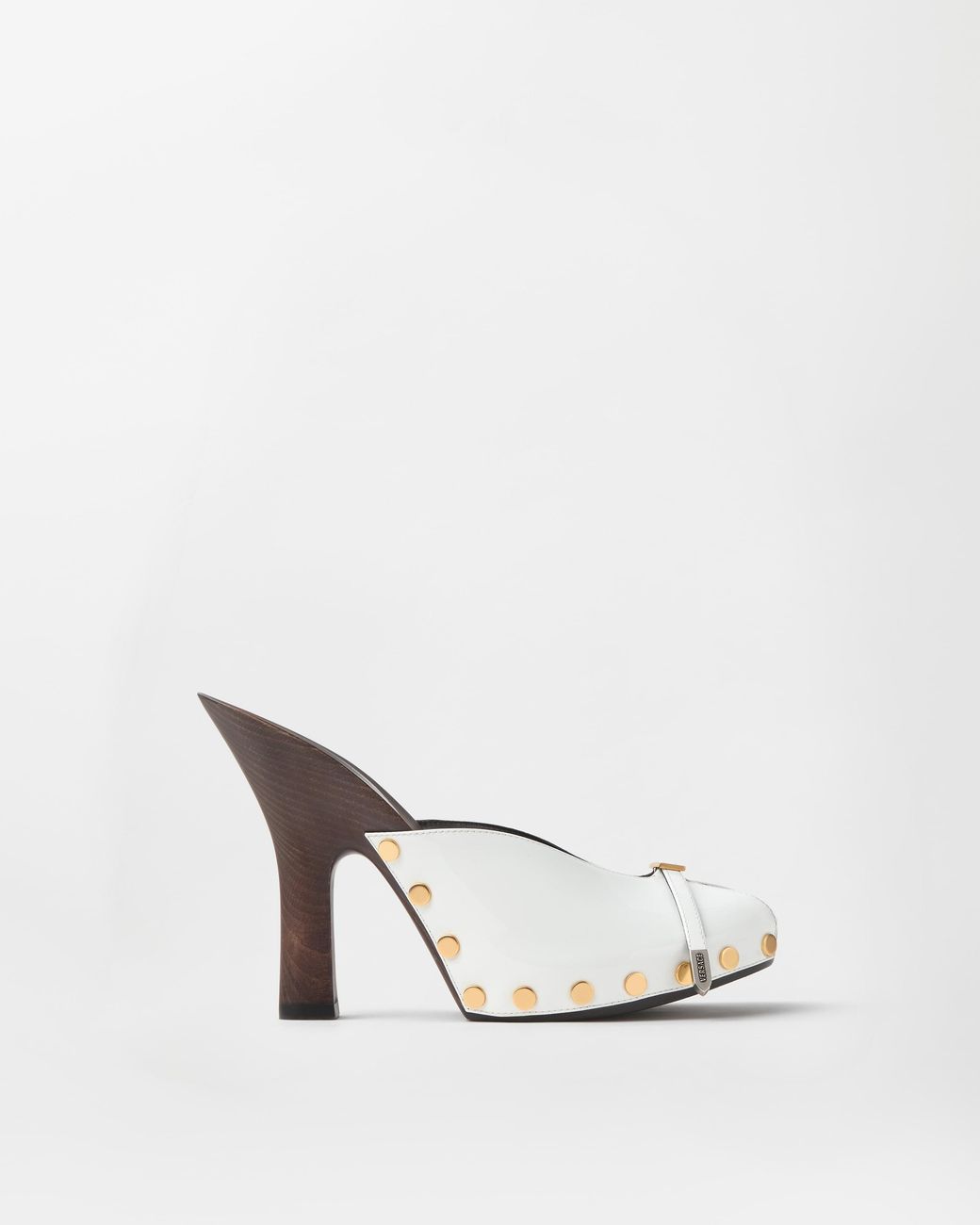 Versace White Sassi Patent Clogs 105 Mm