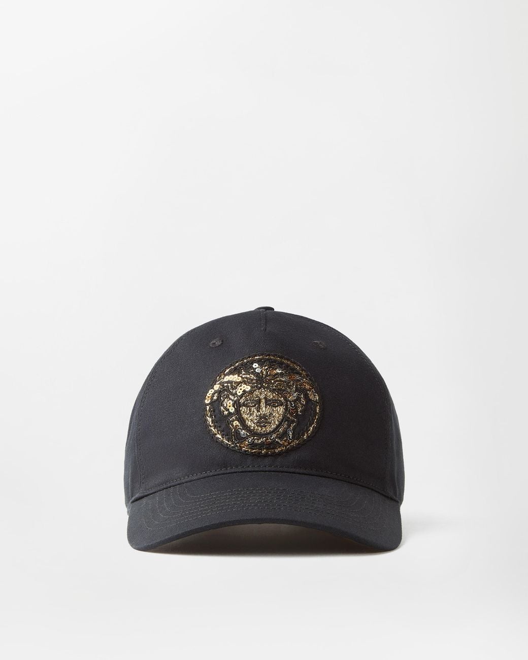 Versace Black Bestickte Baseballkappe Aus Baumwolle