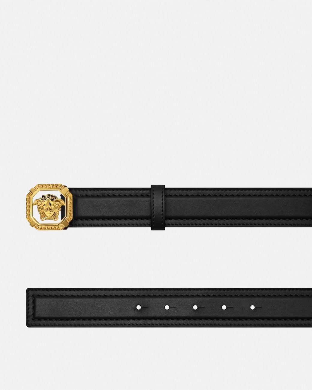 Versace White La Medusa Leather Belt 1.4" for men