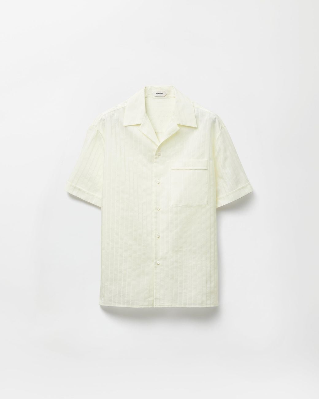 Versace White Jacquard Cotton-Silk Regular Shirt for men