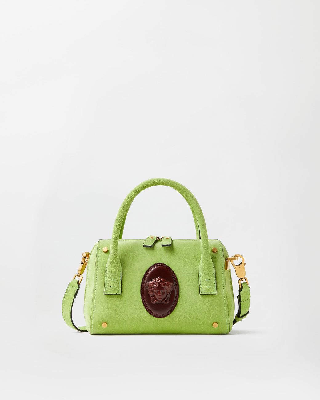 Versace Green Roomy Small Suede Boston Bag