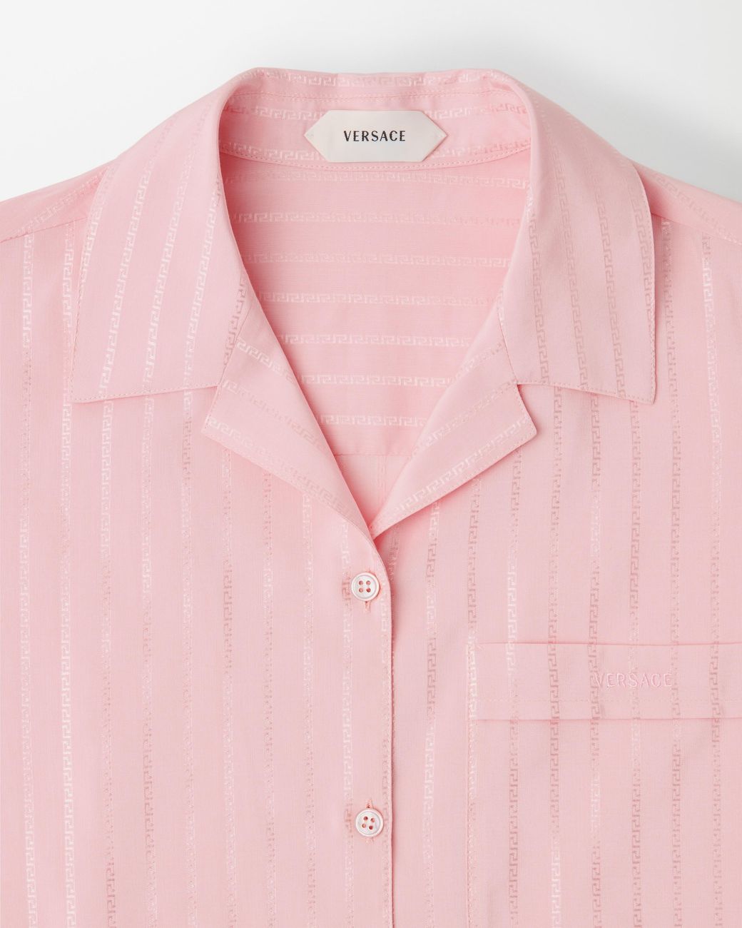 Versace Pink Jacquard Cotton-Silk Shirt