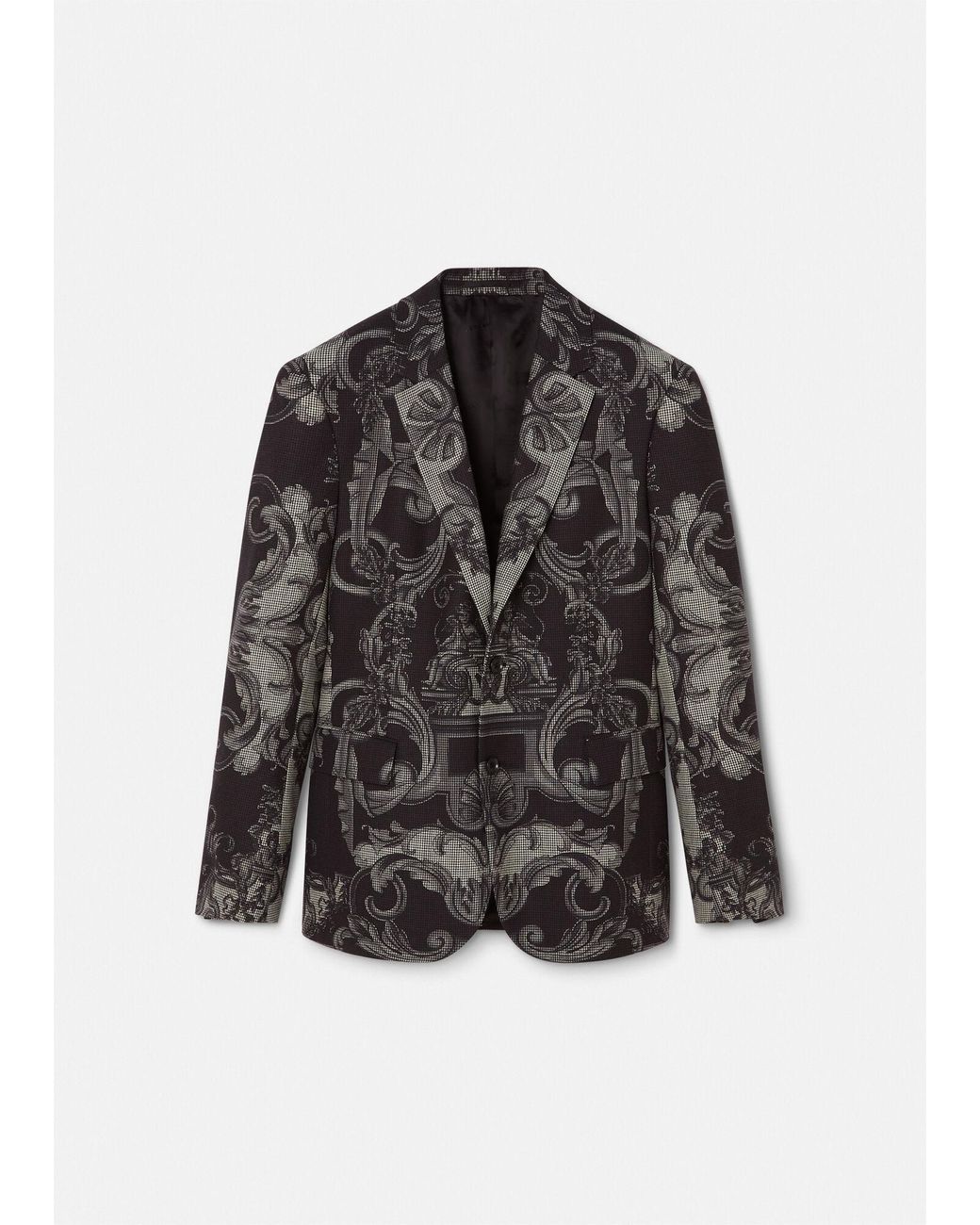 Versace Silver Baroque Wool Blazer for Men Lyst