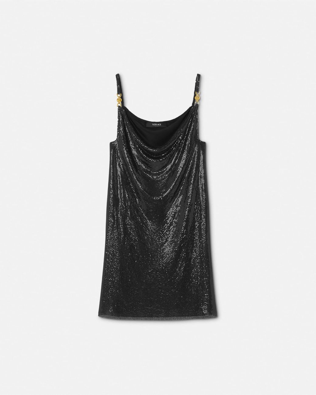Versace Black Mini Robe Nuisette En Maille Métallique