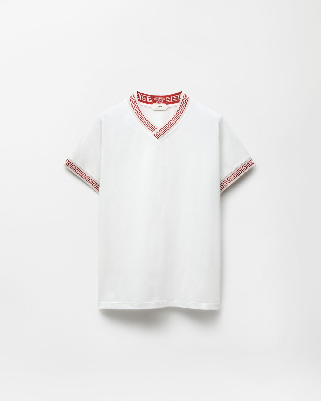 Versace White Jacquard Stretch Cotton-Jersey Slim T-Shirt for men