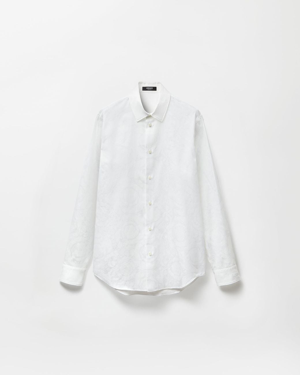Versace White Jacquard Cotton-Poplin Shirt for men