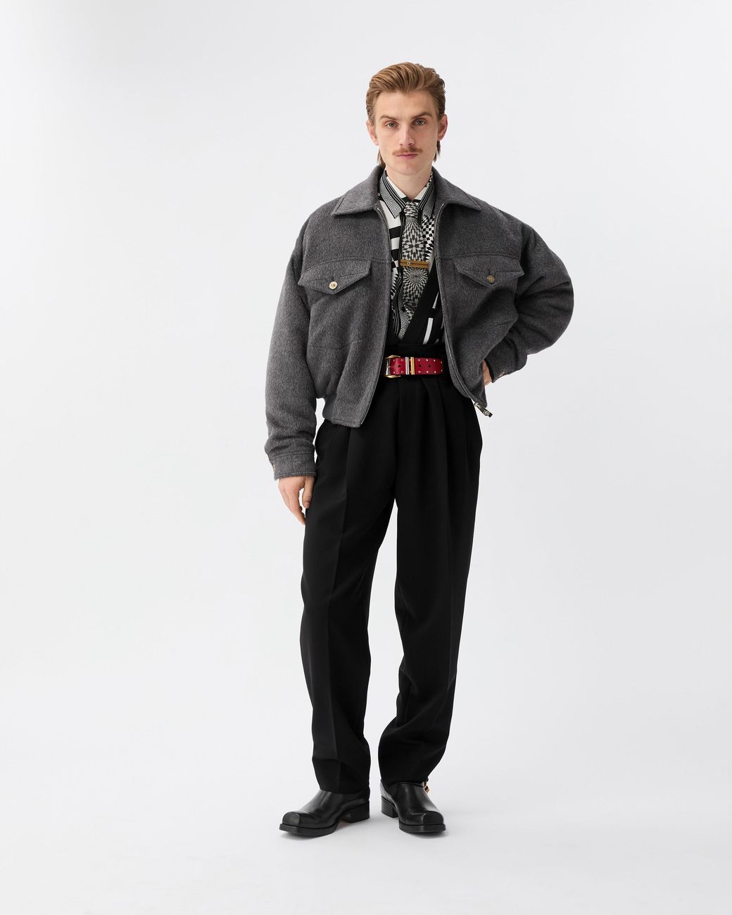 Versace Black Stretch Wool Tailored Pants for men