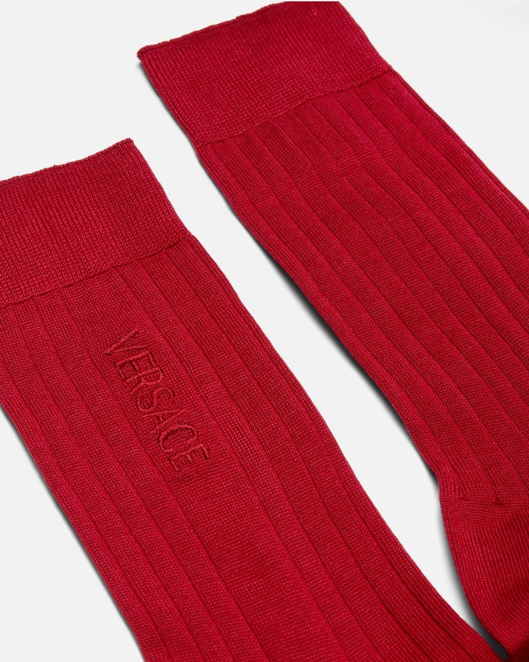 Versace Embroidered Ribbed Cotton Socks for men