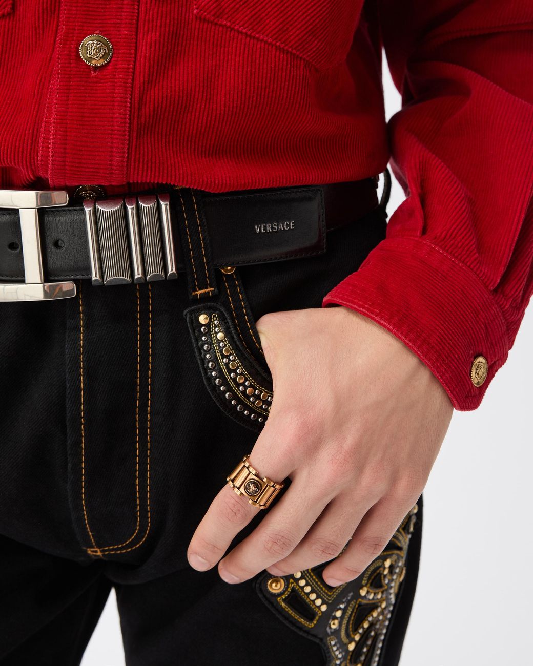 Versace White Link Ring