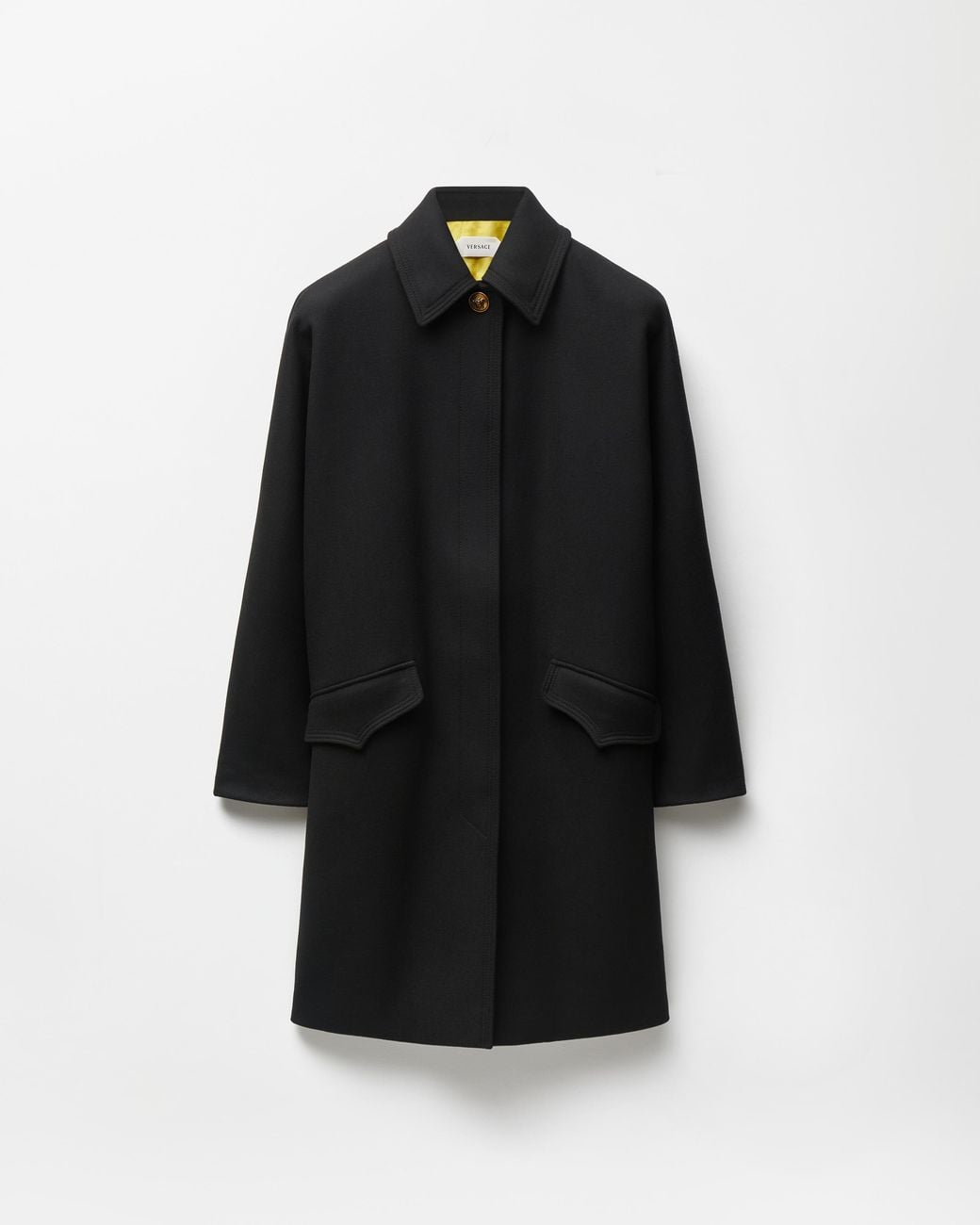 Versace Black Double-Wool Light Felted Coat
