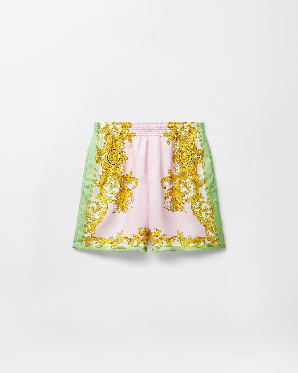 Versace Metallic Printed Silk Twill Shorts for men