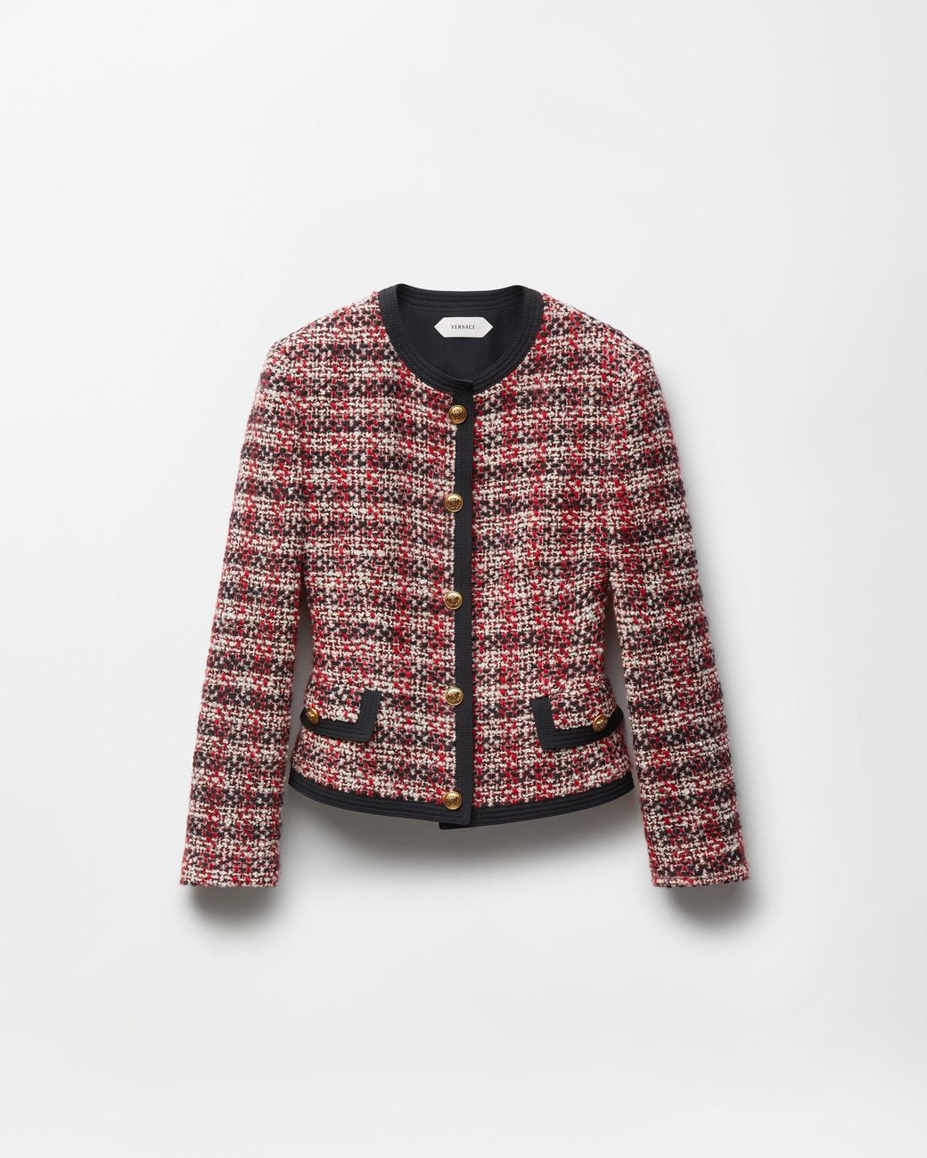 Versace Red Tweed Cardigan Jacket