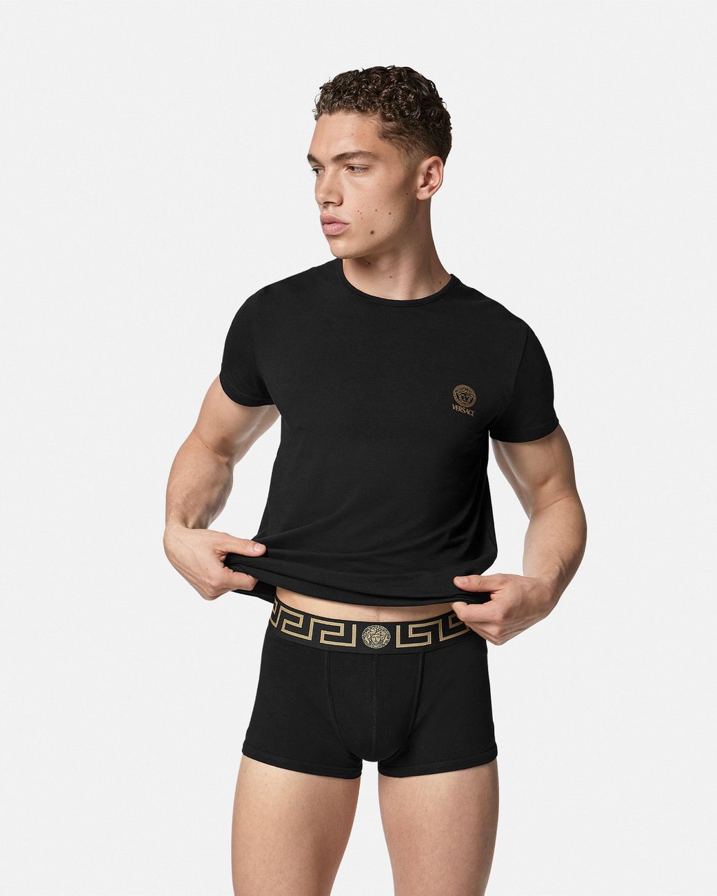 Versace Black Boxer Adhérent À Bordure Greca for men