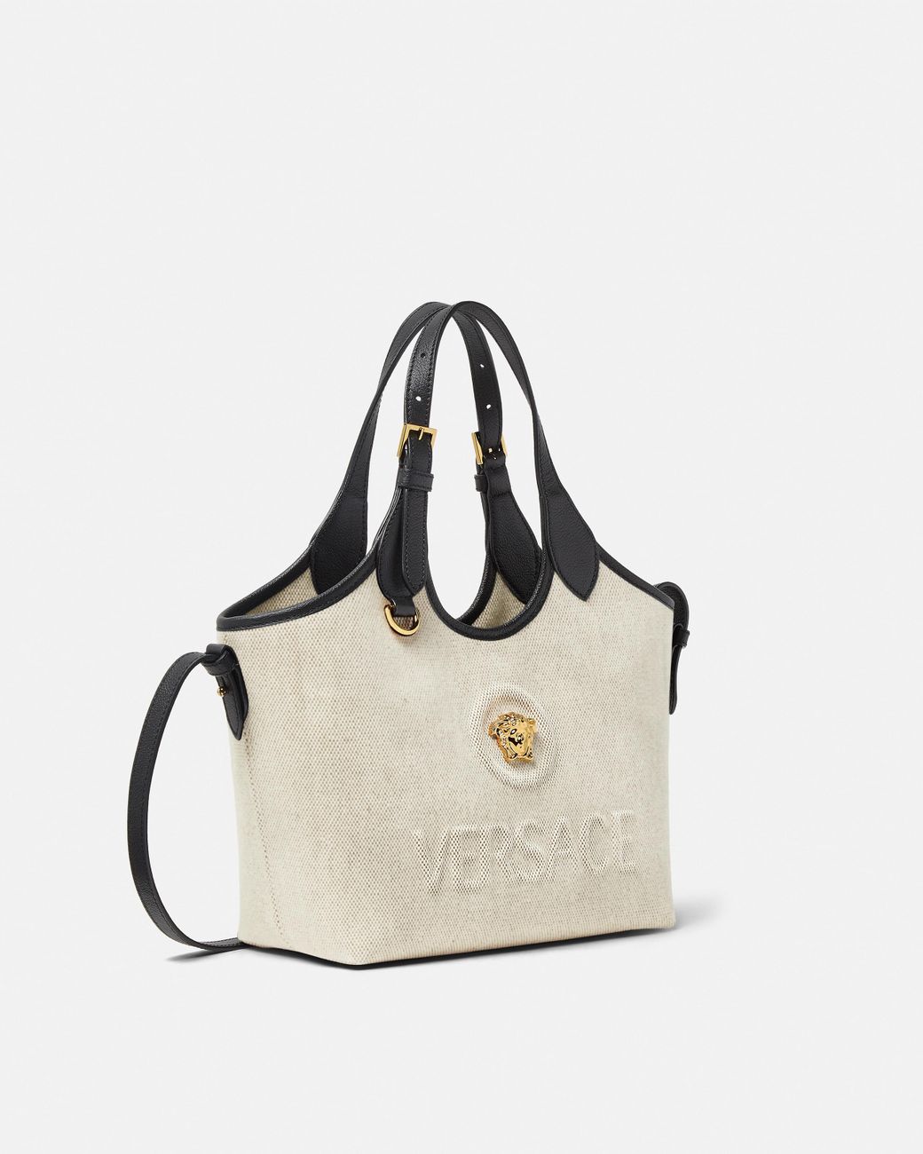 Versace Natural La Medusa Canvas Mini Tote