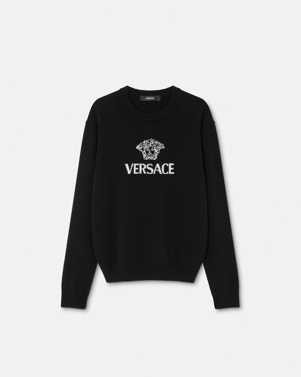Versace Black Intarsia Cashmere Knit Sweater for men