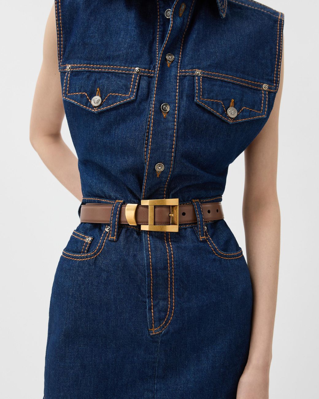 Versace Brown Leather Belt 3 Cm