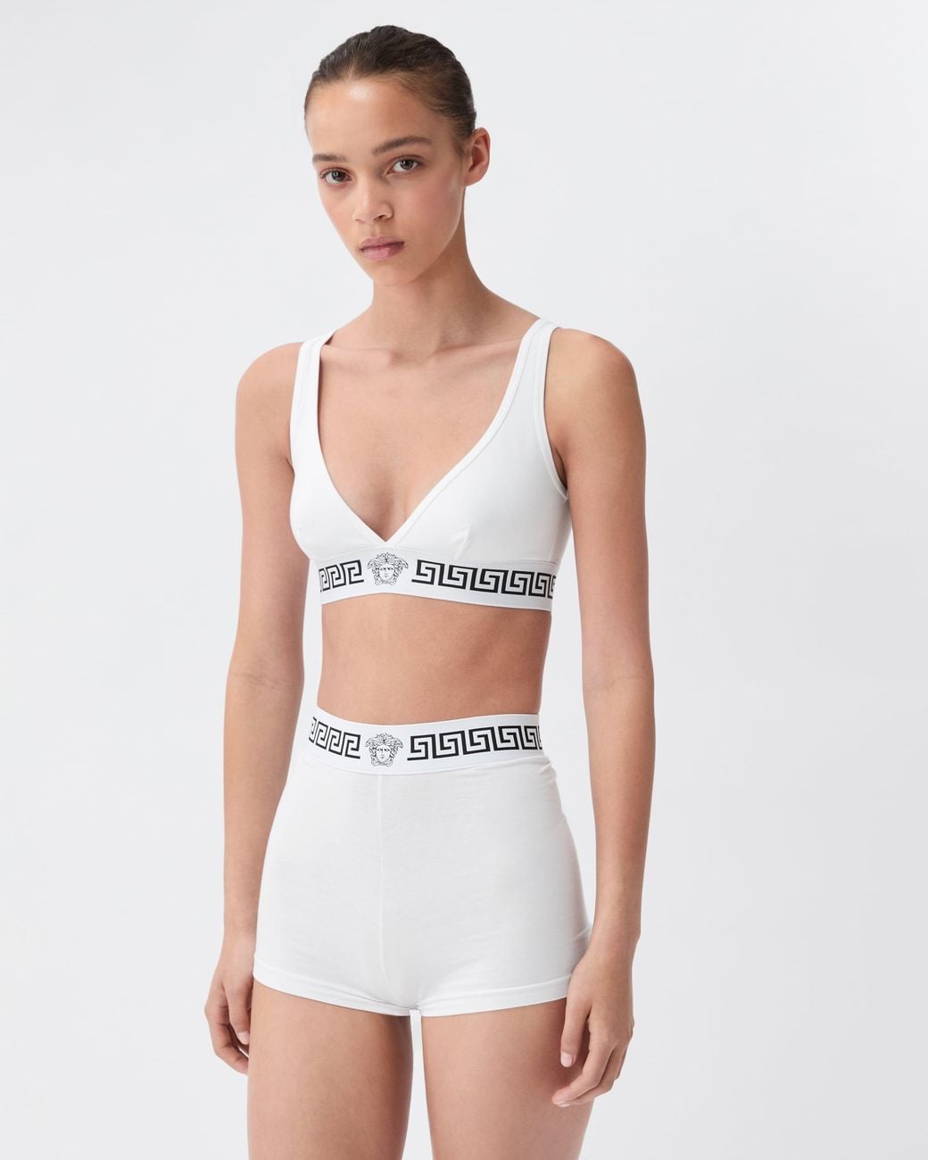 Versace White Cotton-Jersey Trunks