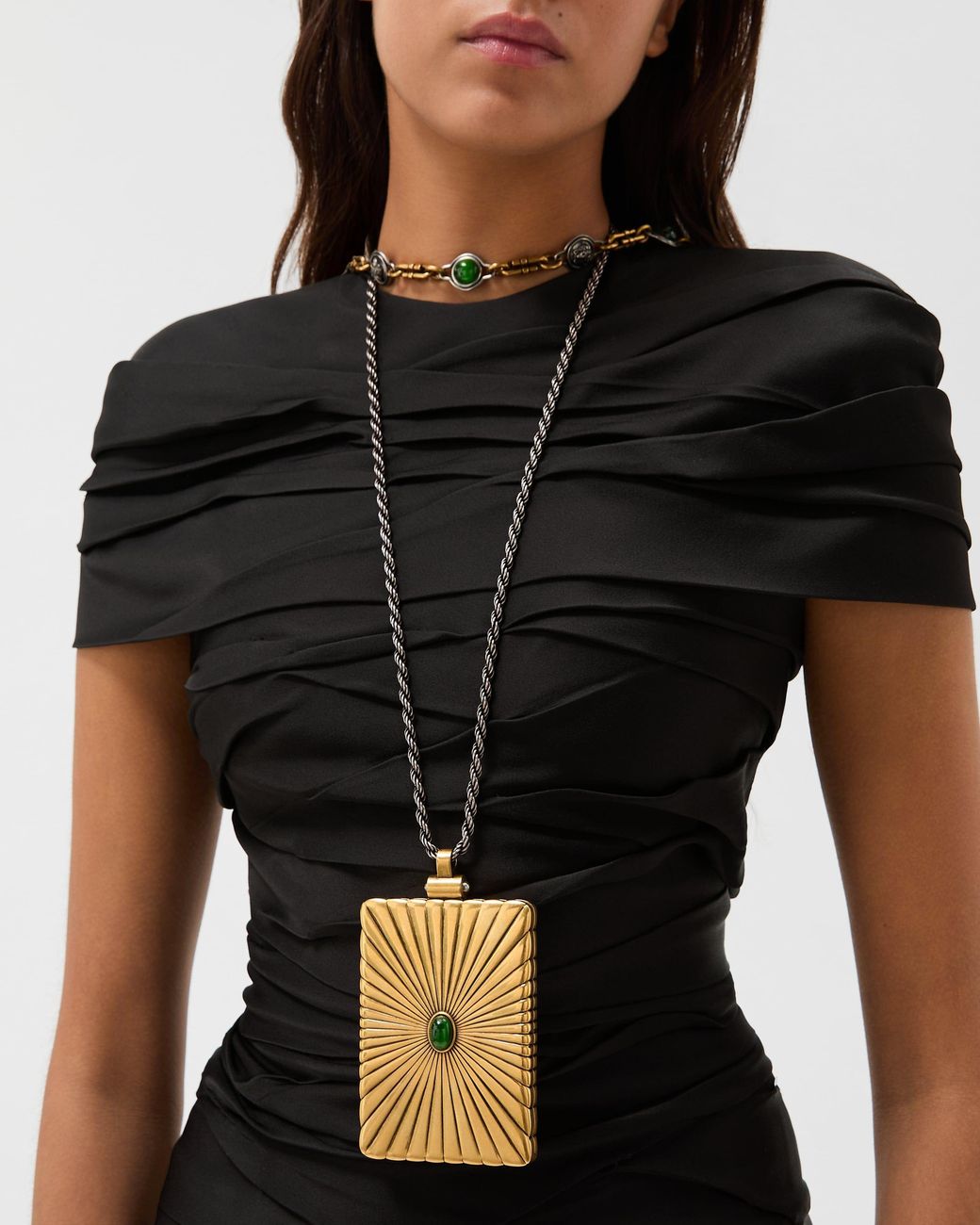 Versace White Circe Locket Necklace