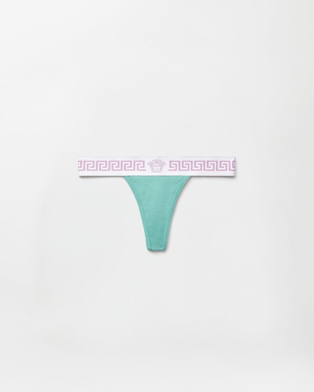 Versace Blue Ribbed Cotton Thong