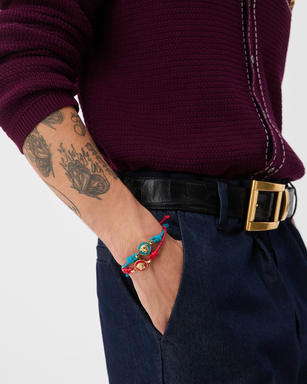 Versace Pink Medusa Leather Bracelet