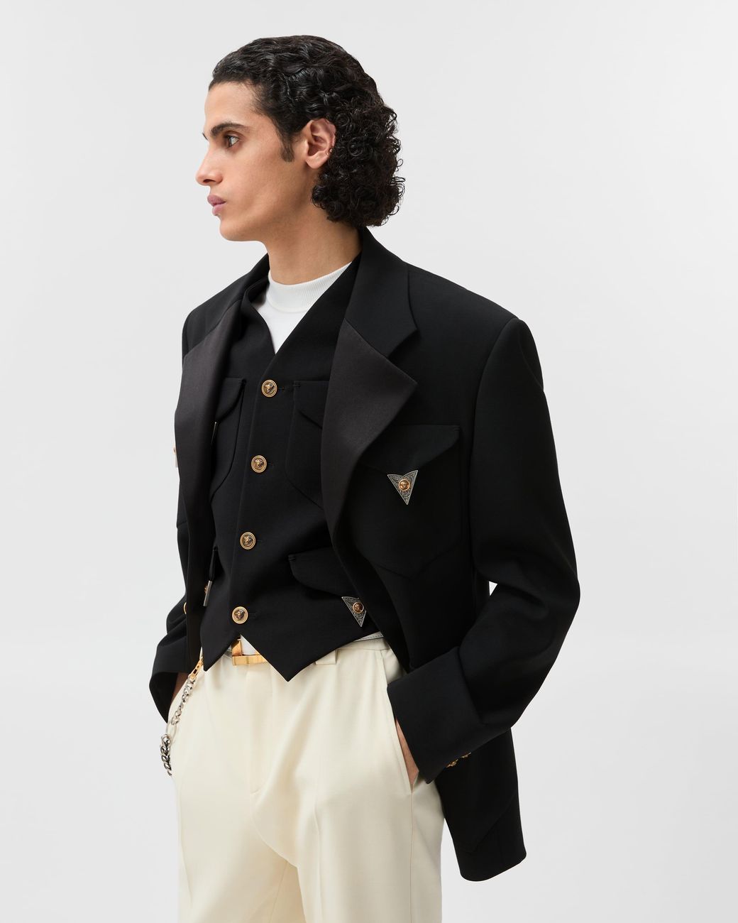 Versace Black Stretch Wool Blazer for men