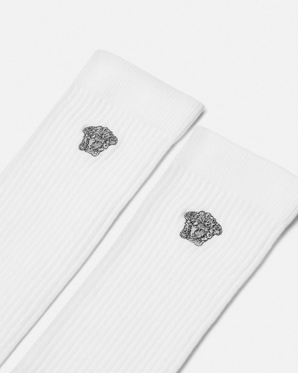 Versace White Chaussettes Côtelées À Broderie Medusa for men