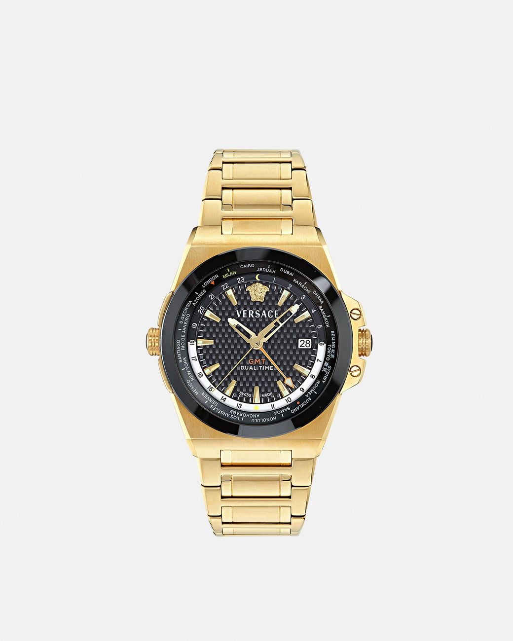 Versace Metallic Greca Reaction Gmt Watch for men