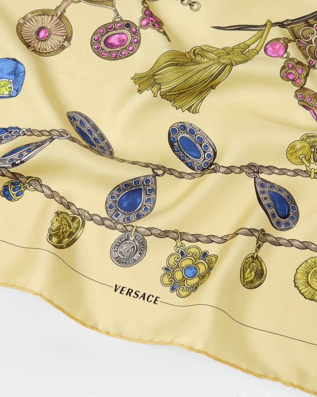 Versace Metallic Printed Silk Twill Scarf 90 Cm