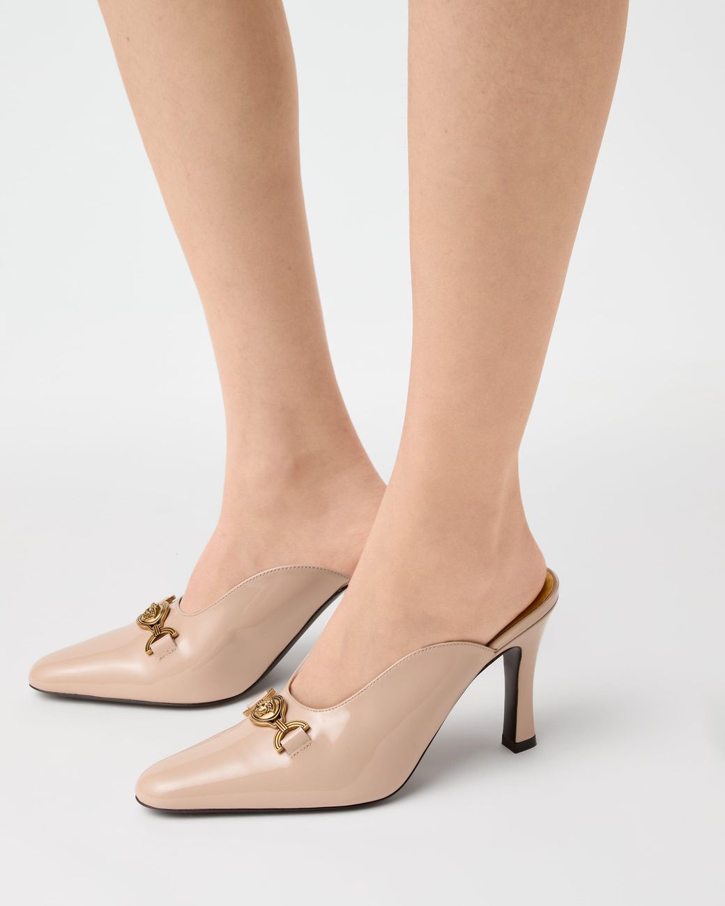Versace Natural Marisa Patent Mules 90 Mm