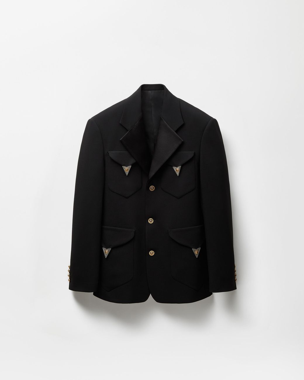 Versace Black Stretch Wool Blazer for men