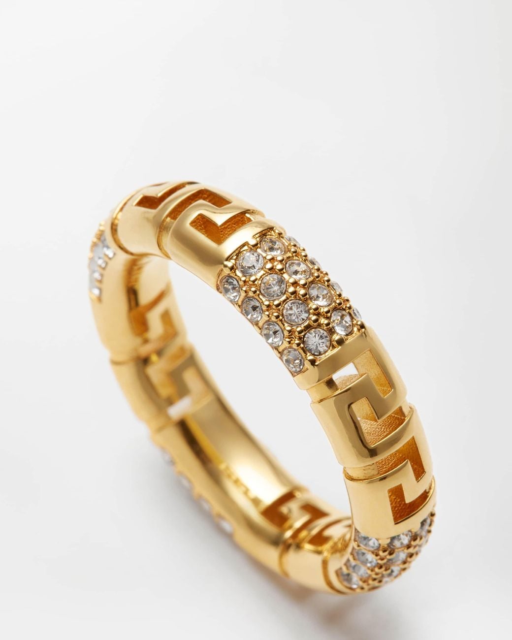 Versace Metallic Greca Crystal Ring