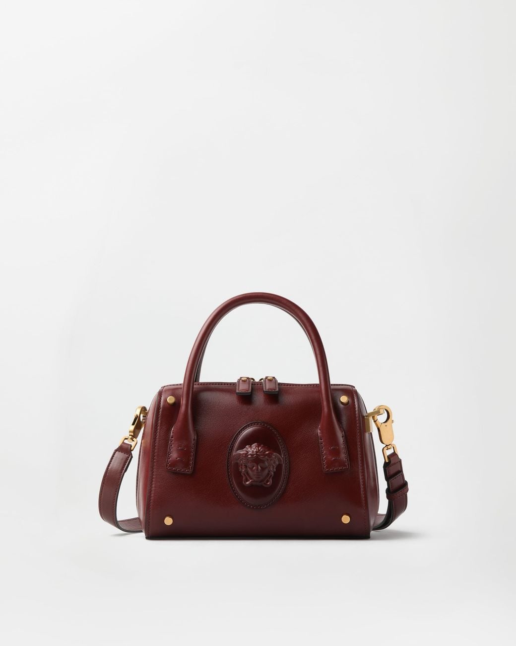 Versace Brown Roomy Small Leather Boston Bag