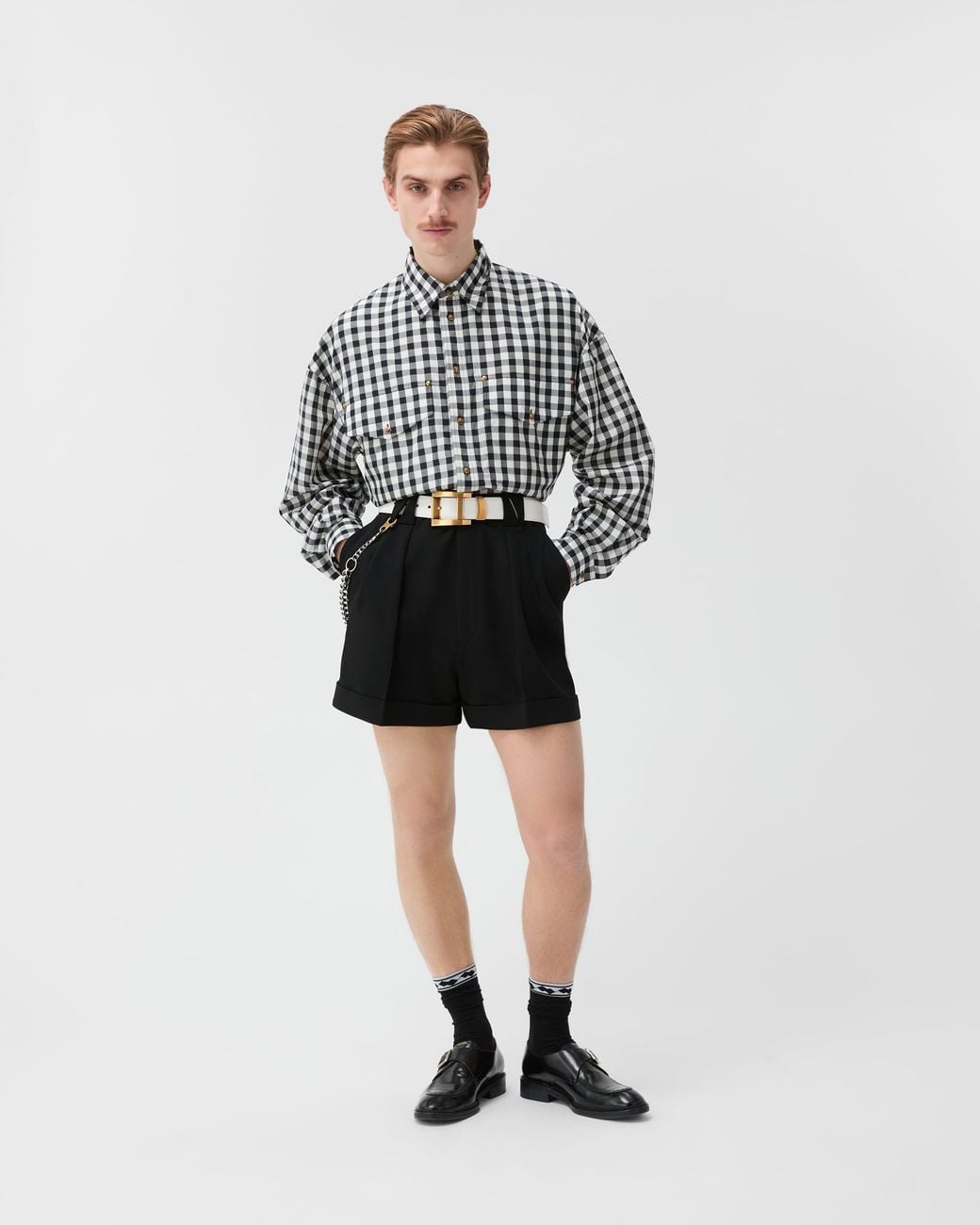 Versace Black Stretch Wool Shorts for men