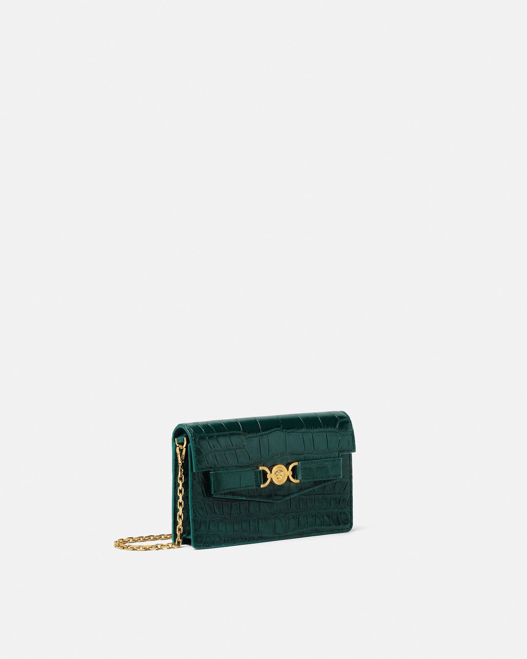 Versace Green Medusa '95 Croc-Effect Clutch