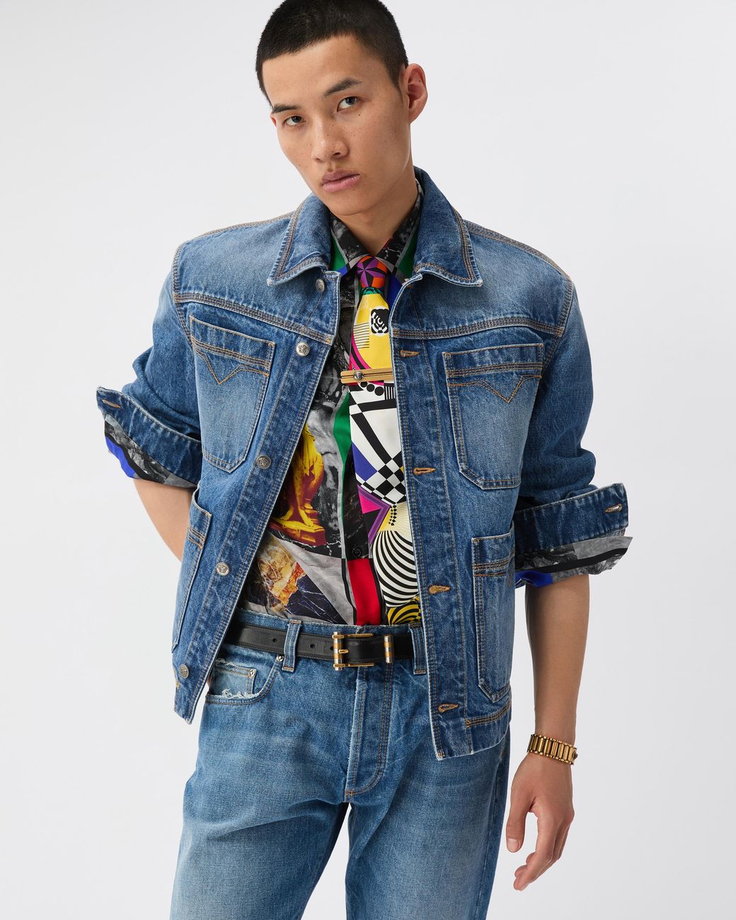 Versace Blue Denim Blouson for men