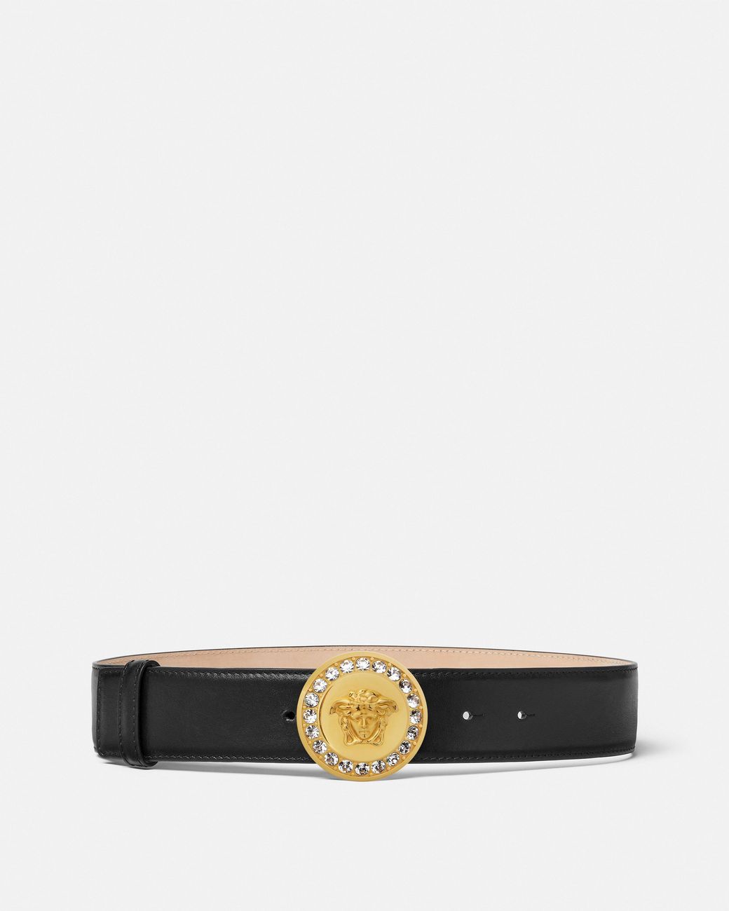 Versace White La Medusa Embellished Belt 1.6"