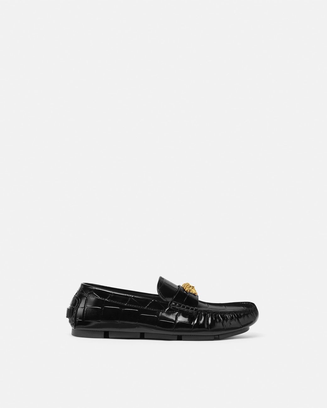 Versace White Medusa Leather Driver Shoes for men