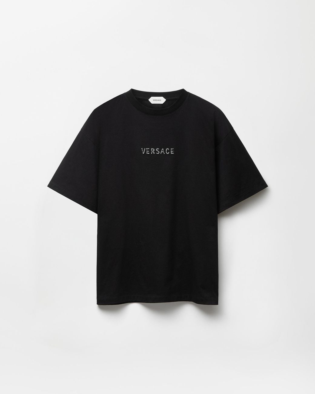 Versace Black Embroidered-Logo Cotton-Jersey Regular T-Shirt for men