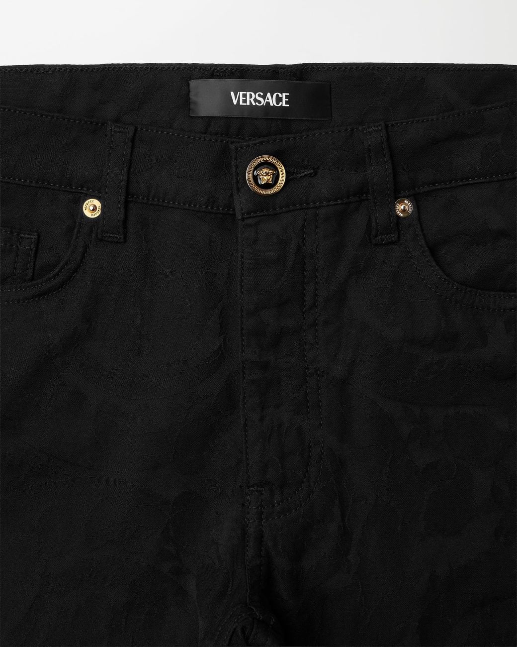 Versace Black Jacquard Slim Jeans for men