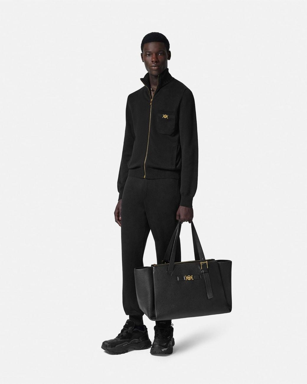 Versace Black Pantalon De Survêtement En Cachemire Mélangé for men