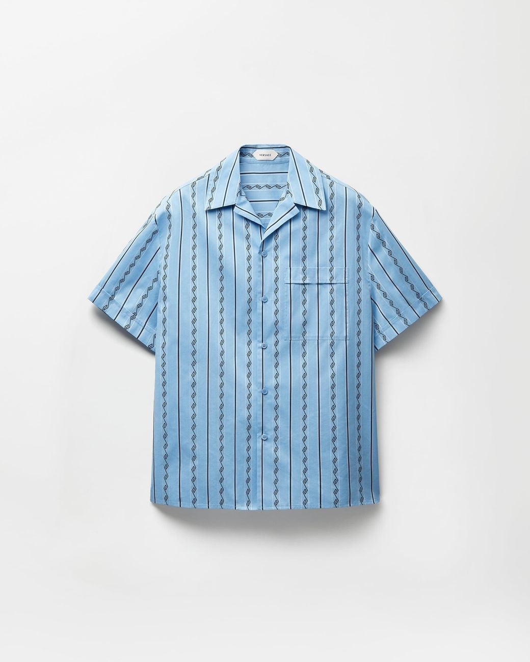 Versace Blue Jacquard Cotton-Silk Regular Shirt for men