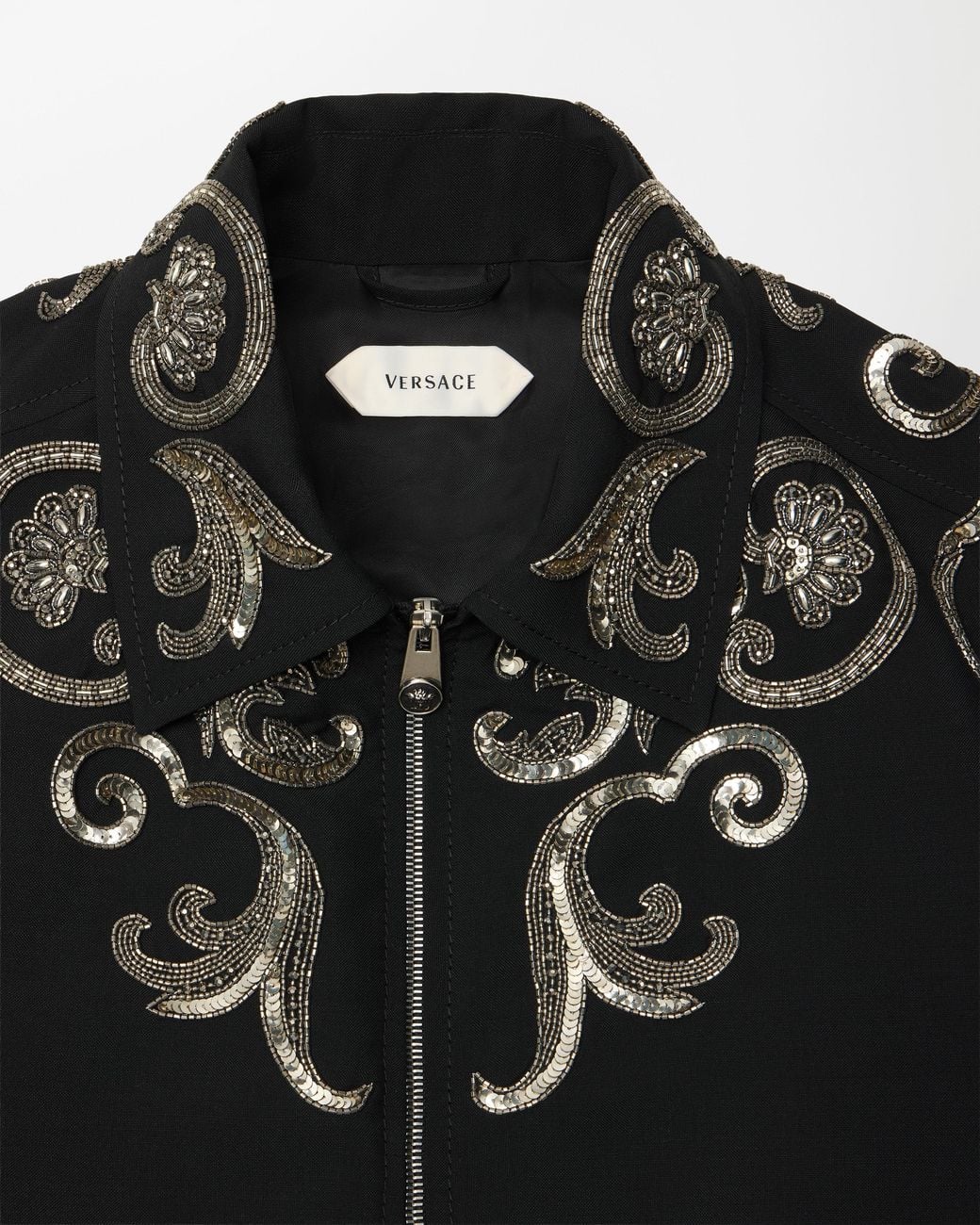 Versace Black Embroidered Wool-Mohair Blouson for men