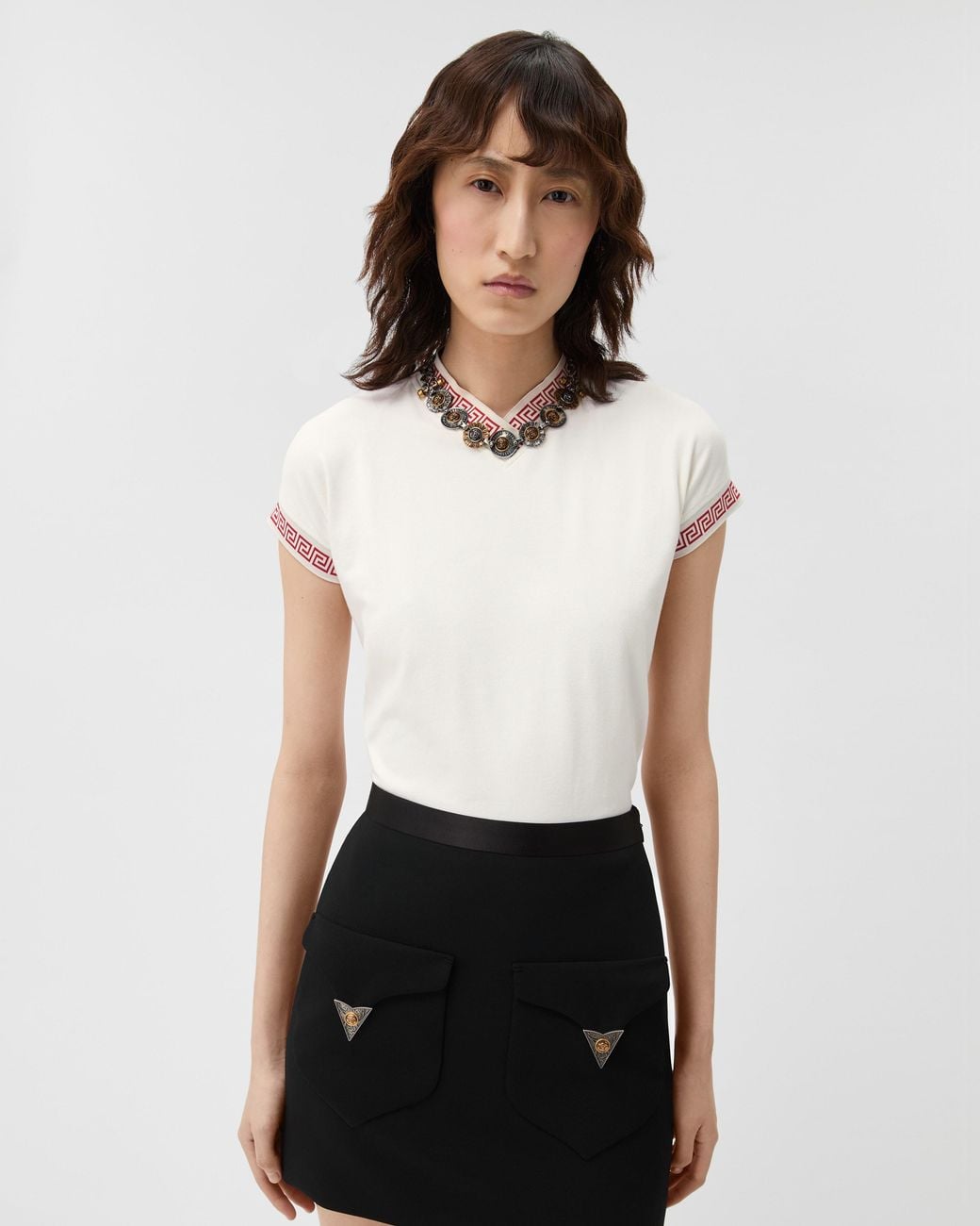 Versace White Jacquard Stretch Cotton-Jersey T-Shirt