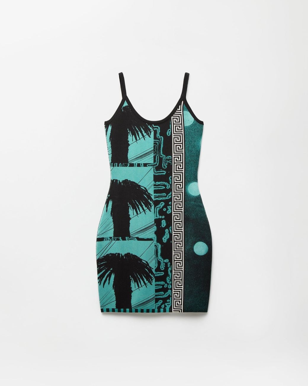 Versace Blue Printed Knit Viscose Mini Dress